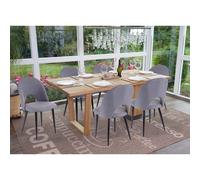 6x chaise de salle à manger HWC-D73, chaise de cuisine, tissu/textile gris foncé