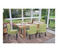 6x chaise de salle à manger HWC-F61, fauteuil lounge, tissu/textil vert