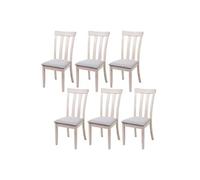 6x chaise de salle à manger HWC-G46, tissu, en bois massif châssis clair, gris