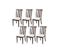 6x chaise de salle à manger HWC-G46, tissu, en bois massif châssis foncé, beige
