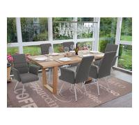 6x chaise de salle à manger HWC-G55, chaise avec accoudoir, tissu/textile acier inoxydable brossé gris