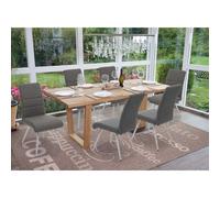 6x chaise de salle à manger HWC-G55, chaise de cuisine chaise, tissu/textile acier inoxydable brossé gris