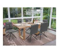 6x Chaise de salle à manger HWC-G58, chaise de cuisine, pivotante, auto-position, tissu gris