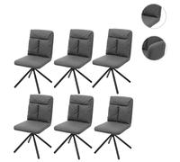 6x Chaise de salle à manger HWC-G58, chaise de cuisine, pivotante, auto-position, tissu gris