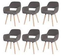 6x chaise de salle à manger HWC-A50 II, fauteuil, design rétro des années 50 similicuir, gris