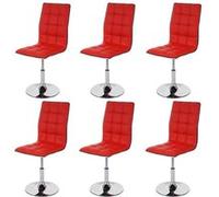 6x chaise de salle à manger HWC-C41, fauteuil, similicuir rouge