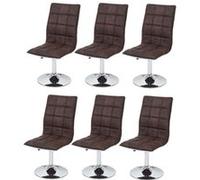 6x chaise de salle à manger HWC-C41, fauteuil, tissu vintage marron foncé
