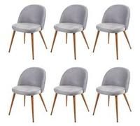 6x chaise de salle à manger HWC-D53, fauteuil, style rétro années 50, en velours gris clair