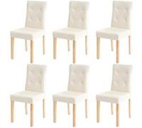 6x chaise de salle à manger HWC-E58, fauteuil similicuir crème, pieds clairs