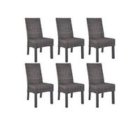 6x Chaise de Salle à Manger Rotin Kubu Bois de Manguier Dîner Cuisine 275468