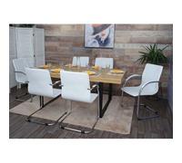 6x Chaise de salle à manger Samara, chaise cantilever, chaise de cuisine avec dossier, PVC acier blanc