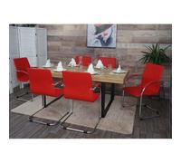 6x chaise de salle à manger Samara, chaise de cuisine à piétement luge chaise, acier rouge