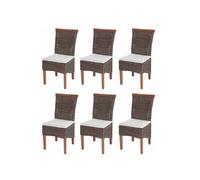 6x chaise de salle à manger Savona, fauteuil, rotin avec coussin
