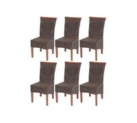 6x chaise de salle à manger Savona, fauteuil, rotin sans coussin