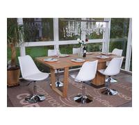 lot de 6 chaises pivotantes Malmö T501, chaise de cuisine, réglable en hauteur, similicuir ~ blanc, pied chromé