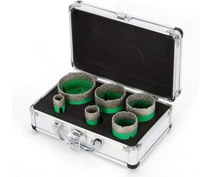 6x Couronnes diamantées Set de forets à carrelage Set de scies cloches Jeu de forets et d'outils pour carrelage Kit de scies cloches pour carreaux en vitrocéramique-porcelaine-marbre granit (20/25/42/