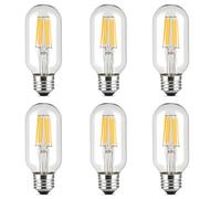 6X E27 Filament LED 4W Ampoule Vintage Retro T45 Ampoule Edison Blanc Chaud 2700K Super Brillant 600LM Remplacement à l'halogène 40W AC220V