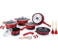 6x Ensemble de Cuisine, Revêtement Marbre - Rouge