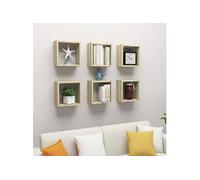 vidaXL 6x Etagères Cube Murales Etagères Suspendues Etagères Flottantes Salon Chambre Salle de Séjour Maison Intérieur Chêne Sonoma 30x15x30 cm 807009 Brun G