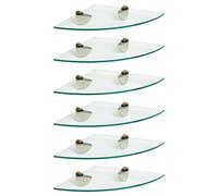 6x Étagères d'Angle de Salle de Bain en Verre Flottant 30cm Clair/Or Stockage