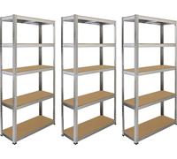 6x GALWIX Rayonnages pour charges lourdes Rayonnages de stockage galvanisés 90cm x 180cm x 30cm