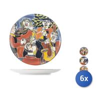 6X H&H Assiettes Plates Pablo Décorées 26 Cm