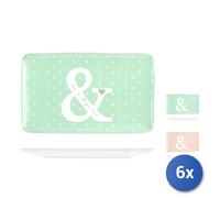 6X H&h You&me Plateaux En Porcelaine Neuve 21X13Cm