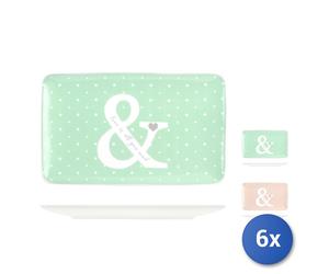 6X H&h You&me Plateaux En Porcelaine Neuve 21X13Cm