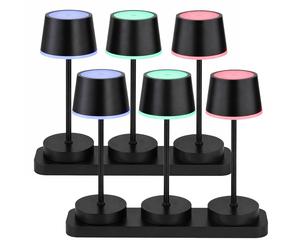 6x Lampe de table Intérieur Extérieur noir Télécommande Touchdimmer RGB LED H 20 cm