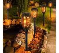 6X Lampes Solaire LED Effet Feu Décor Stamping Extérieur Jardin Cour Éclairages