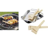 6x LANDMANN poêles à griller set de 2 poêles de service plat à griller poêle à raclette mini poêle BBQ racloir en bambou
