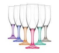 6x LAV 190ml Misket Flûtes à Champagne en Verre Tige Colorée Mariage Fête Verres