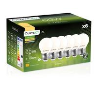 6x LED-Lampe E27 Kugel P45 7W = 60W 806lm 3000K warmweiß 360° Filament LUMILED