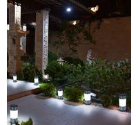 6x LED Lampe solaire en acier inoxydable Lampe d'extérieur de jardin Lampe d'allée LED solaire enfichable, diamètre x hauteur 6,5 x 23,5 cm