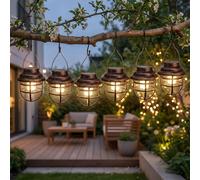 Lot de 6 lanternes solaires LED lampes de grille décoration de jardin éclairage extérieur lampes de balcon rouille