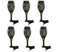6x LED Torches solaires scintillantes Balcon Décoration de jardin Torche de jardin effet de feu H 26 cm