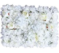 6X mur de fleurs artificielles mur de roses blanc Fleurs artificielles colonne mur de fleurs mur de bricolage de rue de mariage panneau pour la décoration de jardin de mariage 60x40x2cm