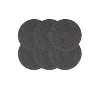 vidaXL 6x Napperons Set de Table Napperons de Restaurant Napperons de Maison Napperons de Table de Salle à Manger Gris Foncé Plain 38 cm Rond Jute Gris G