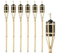 6x Naturel 60cm Torches de Jardin en Bambou - Extérieur Paraffine Lampe Huile Brûleur Tiki Bougie Flamme Lanterne Lumière sur Piquet - Par Harbour Housewares