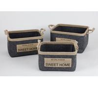 6x Paniers en feutre Set de 3 Gris Rangement Caisses Boîtes Panier Sacs Étagère Ordre