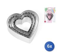 6x Paquets De 5 Emporte-Pièces Inox Cœur Ligne Pâtisserie Habi
