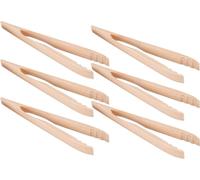 6x Pince à griller en bois de hêtre naturel 36cm Accessoires pour grillades Pince à saucisses à servir Pince à dresser Pince de cuisine vissée