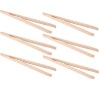 6x Pince à griller en bois de hêtre naturel 48cm Accessoires pour grillades Pince à saucisses à servir Pince à dresser Pince de cuisine vissée