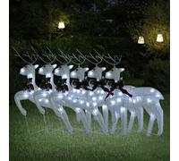 vidaXL Rennes de Noël 6 pcs Blanc 120 LED