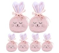 6x Sacs Lapin De Pâques Avec Cordon Coulisse, Sacs Mignons Réutilisables Pour Friandises, Bonbons Et Petits Cadeaux, Accessoires Festifs Idéaux Pour Fêtes Printanières, Anniversaires, Familles, Enfant
