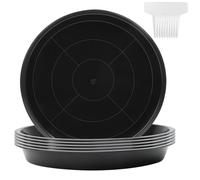 6X Soucoupe Pot Fleur Rond Coupelle Pot de Fleur Plastique, Noir - Ø 40cm | avec 10 Étiquettes, pour Plantes D'Intérieur et D'Extérieur