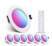 6x Spot LED encastrable 220V 10W, RGB+2700k Dimmable, Φ90-100 mm, Alu | Smart Bluetooth éclairage Plafond Encastré Intelligent avec contrôle APP pour cuisine, couloir, chambre, salon