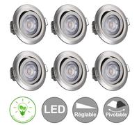 6x Spot LED Encastrable Krog Argent 5W 400Lumen 3000K Réglable Spot Led Extra Plat Pour Salle de Bain Cuisine Salon Couloir