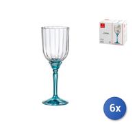 6X Verre Florian Transparent Pied Bleu Pour Cocktail 24,5Cl