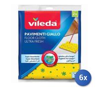 6x Vileda Chiffon Sol Microfibre Jaune Microforé 30% 50x60Cm 2 Pièces